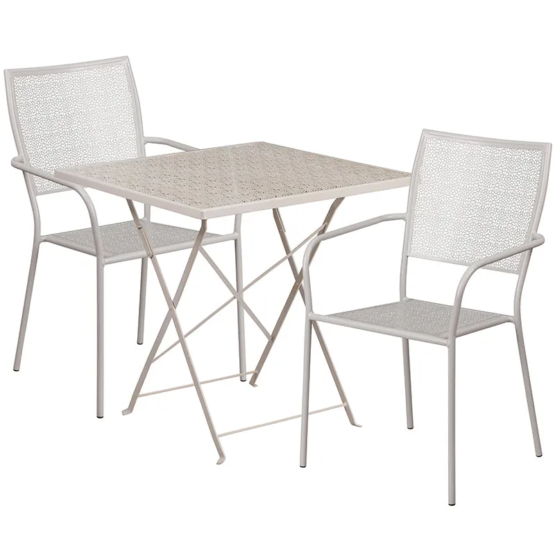 28SQ Gray Fold Patio Set CO-28SQF-02CHR2-SIL-GG