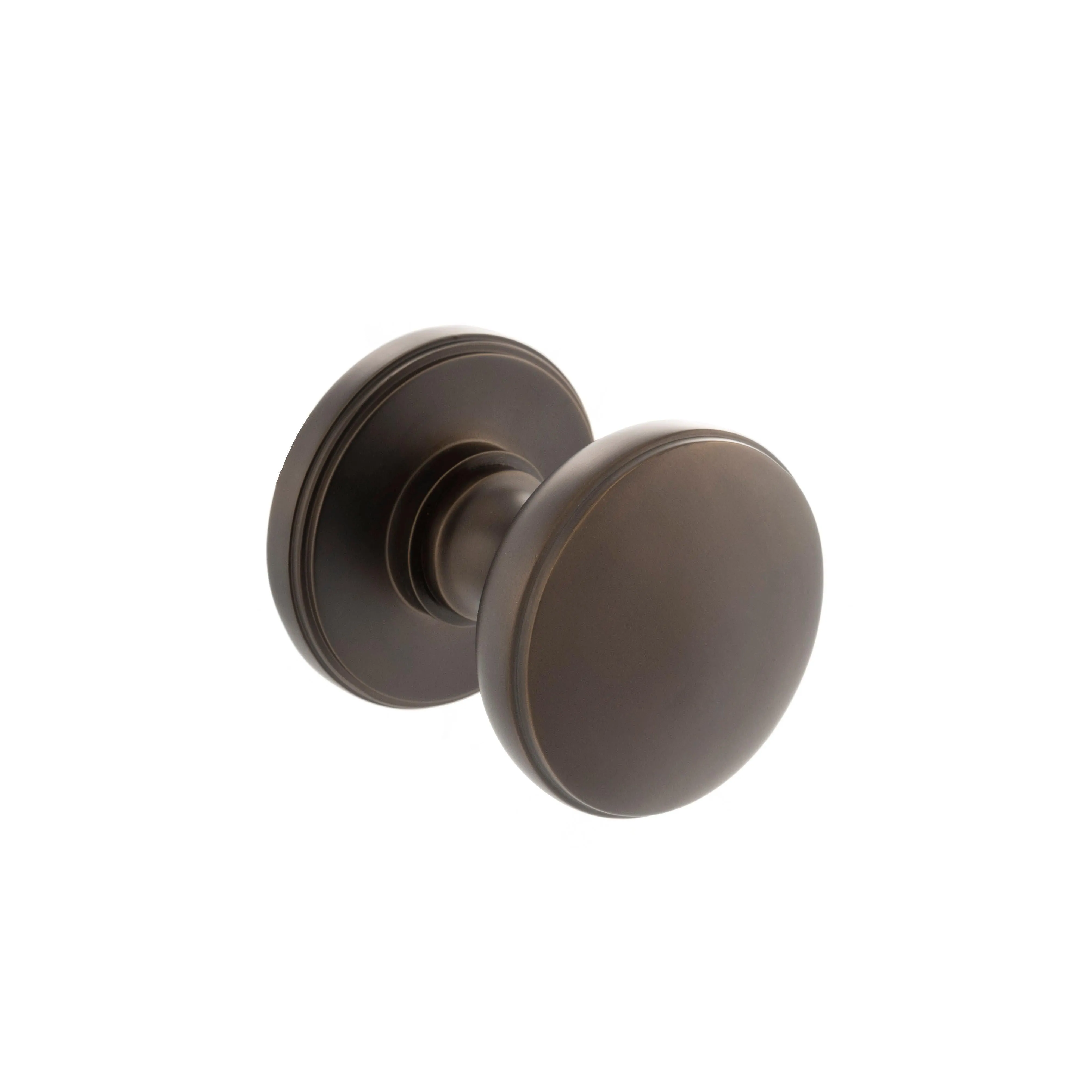 Atlantic Edison Solid Brass Domed Mortice Knob on Concealed Fix Rose - Urban Dark Bronze