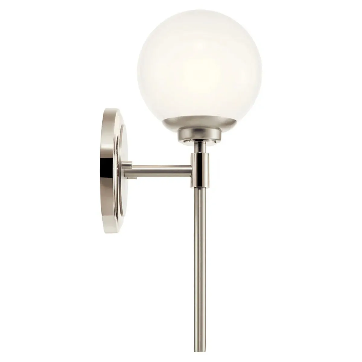 Benno 14" 1-Light Wall Sconce With Opal Glass, Polished Nickel Finish