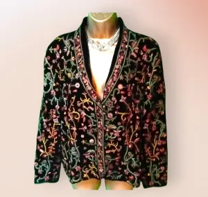 Caroline Charles London Vintage Floral Embroidered Jacket UK 16 US 12 EU 44