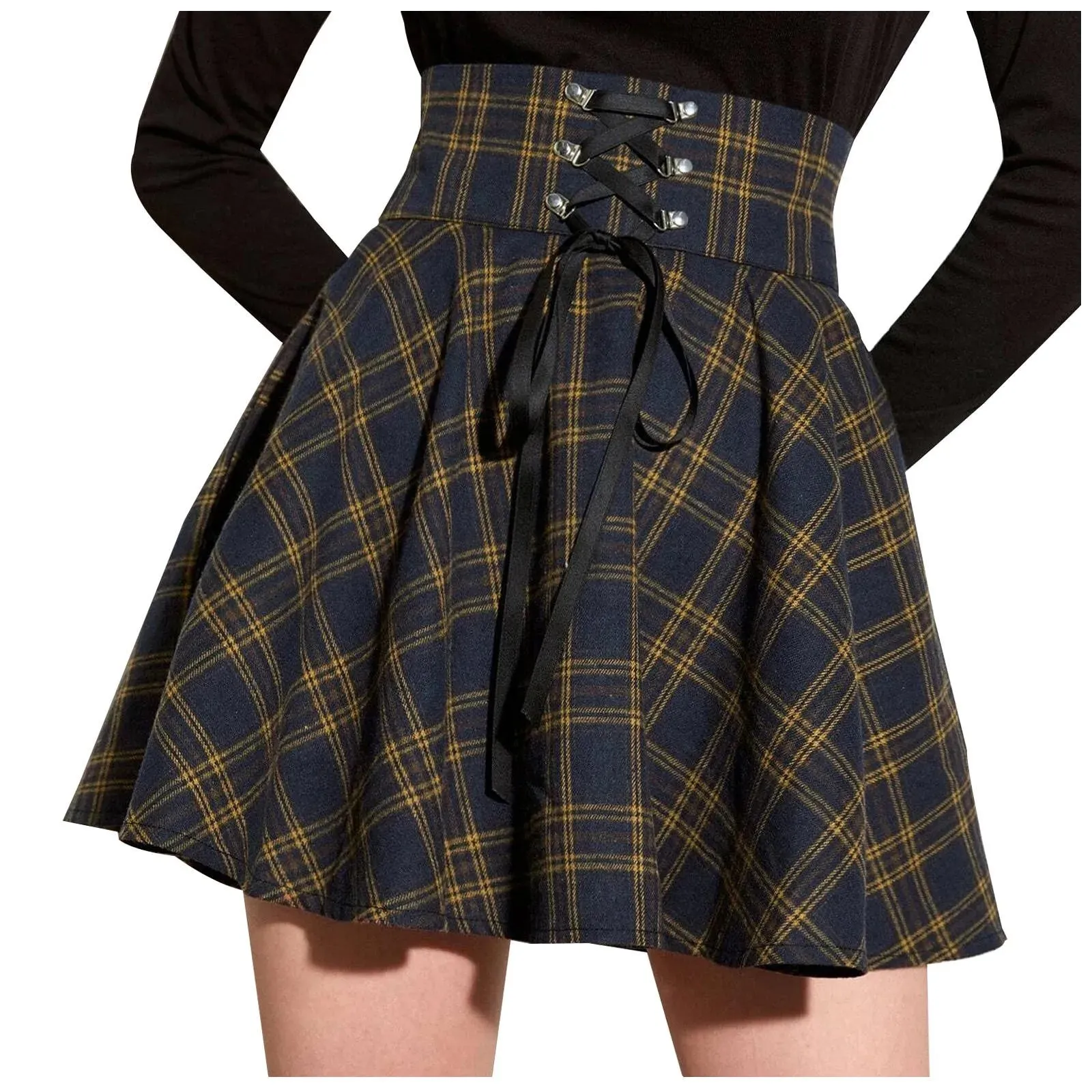 Chic Retro Punk Plaid Mini Skirt