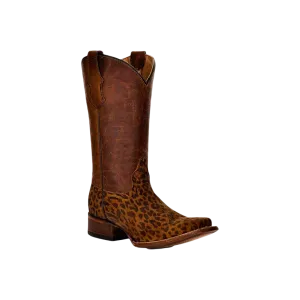 Corral Boy's Leopard Foot Brown Shaft Saddle Tan Boots