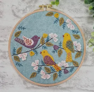 Dawn Chorus Applique Hoop Embroidery Craft Kit Gift, Bird Embroidery Craft Gift, Bird Lovers Gift, Birthday, Mothers Day Gift