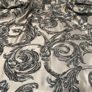 Florence Jacquard Wholesale Fabric in Black and Grey