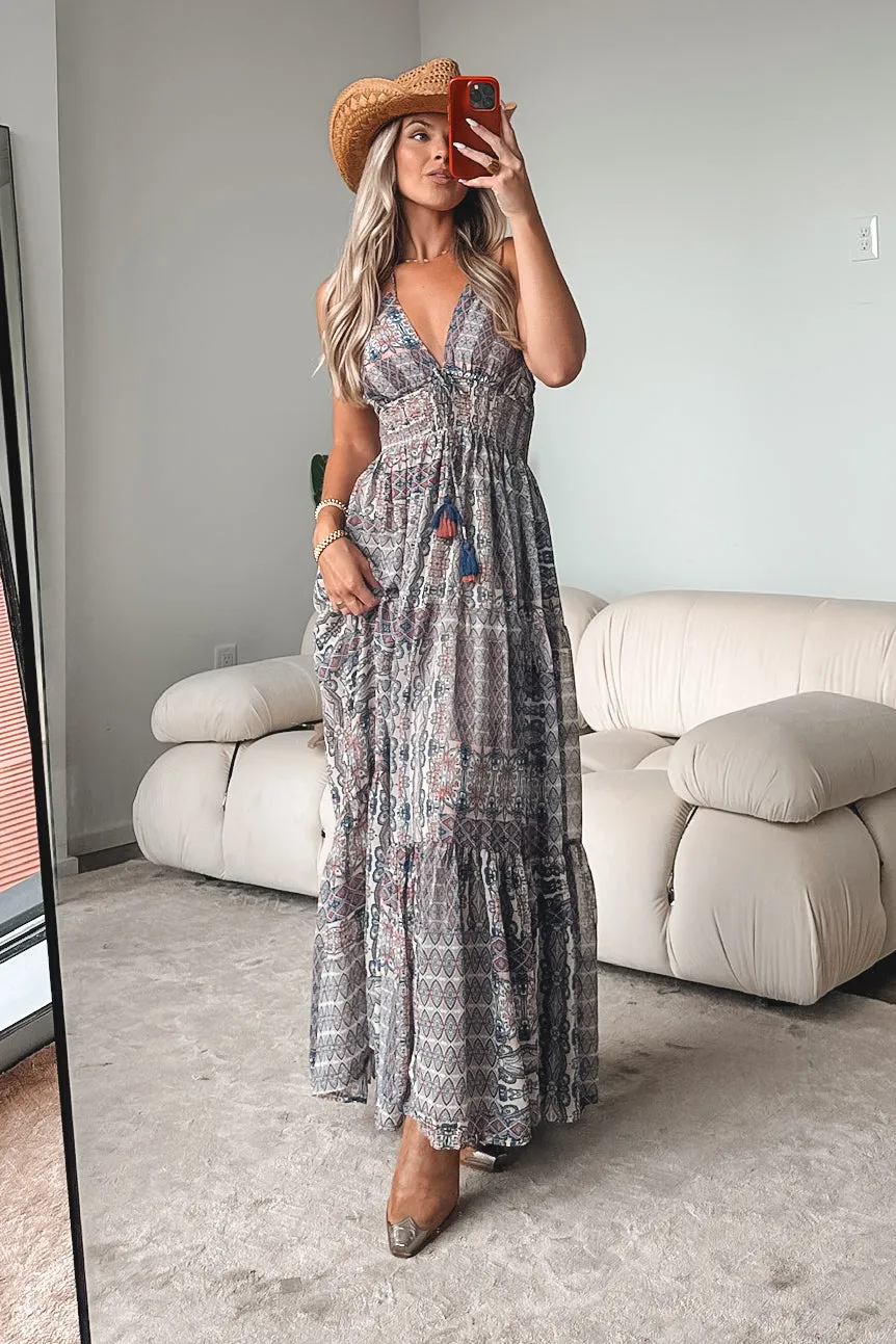 Free As The Wind Printed Boho Maxi Dress