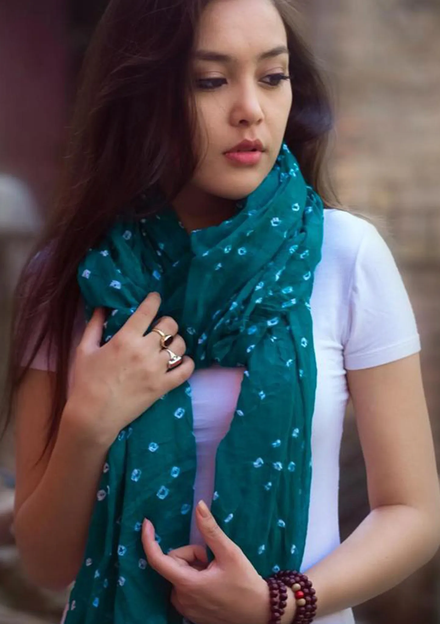 Green Chunari Printed Summer Shawl