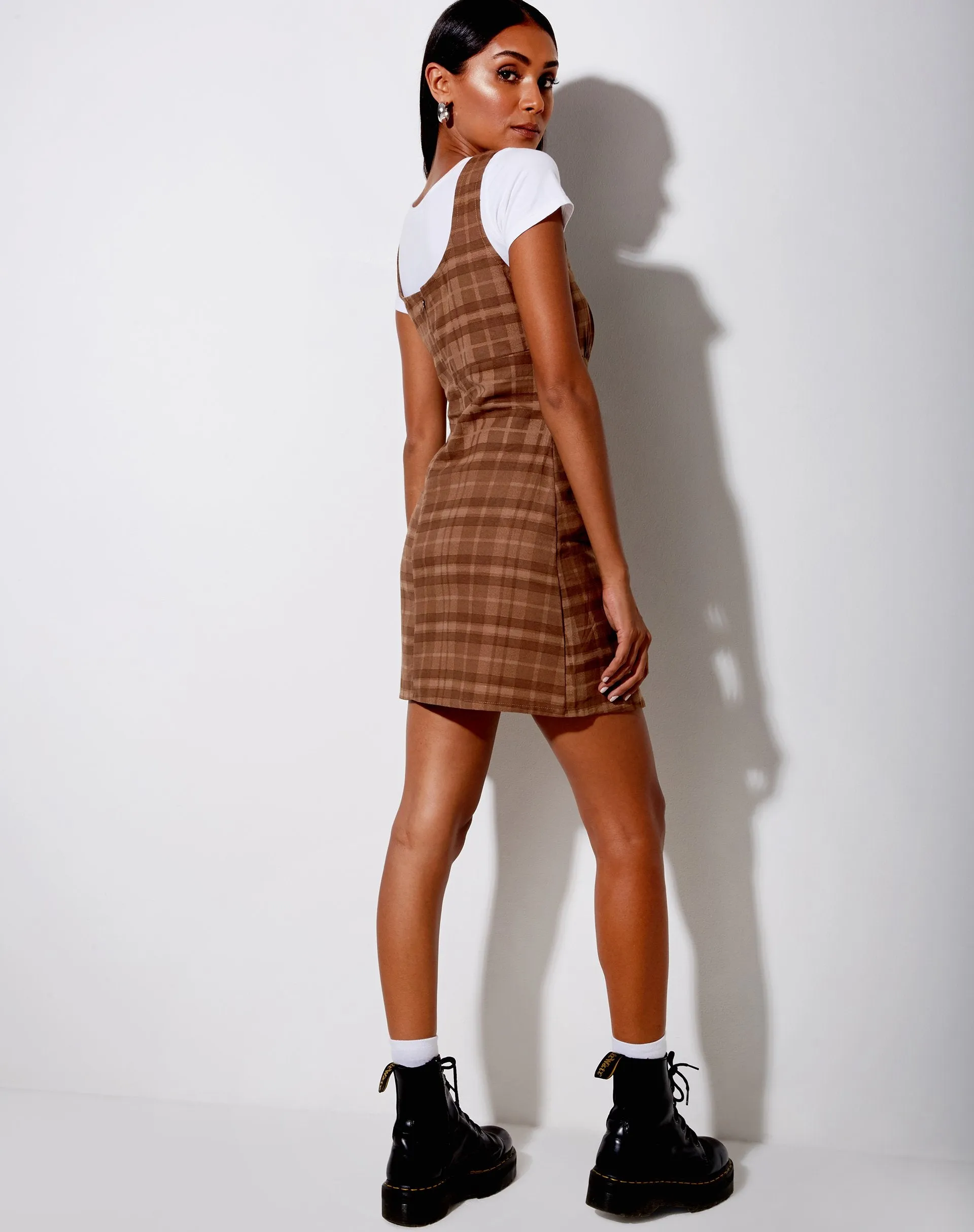 Mehra Mini Dress in Brown Check