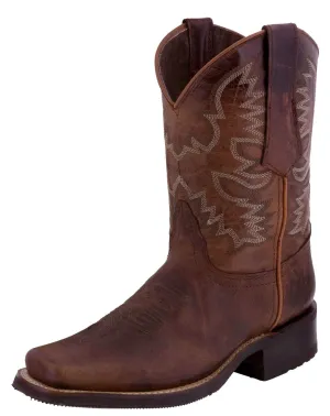 Mens Chedron Western Leather Cowboy Boots - Square Toe