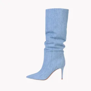 Pre Order:  Denim High Heel Boots