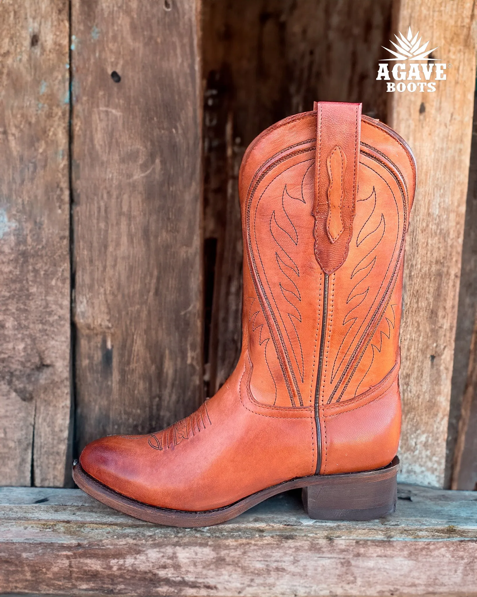 "MESTIZO" COGNAC | MEN ROUND TOE COWBOY BOOTS