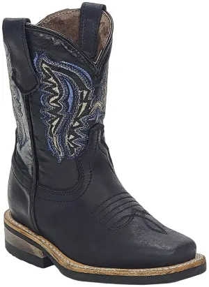 Silverton Kids Stockton All Leather Square Toe Boots (Black)