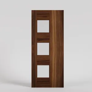 Tri Window Mid-Century Modern Pocket Door